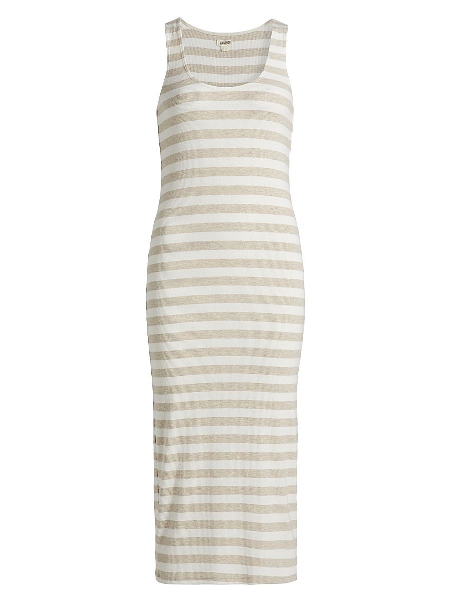 Women's Ivanna Striped Midi-Dress - Ivory Marble Stripe - Size Large