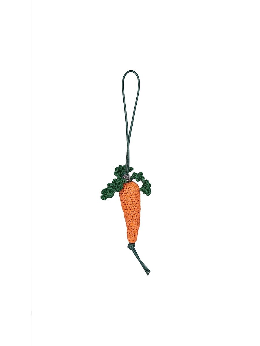 Women's Carrot Cotton-Leather Bag Charm - Orange