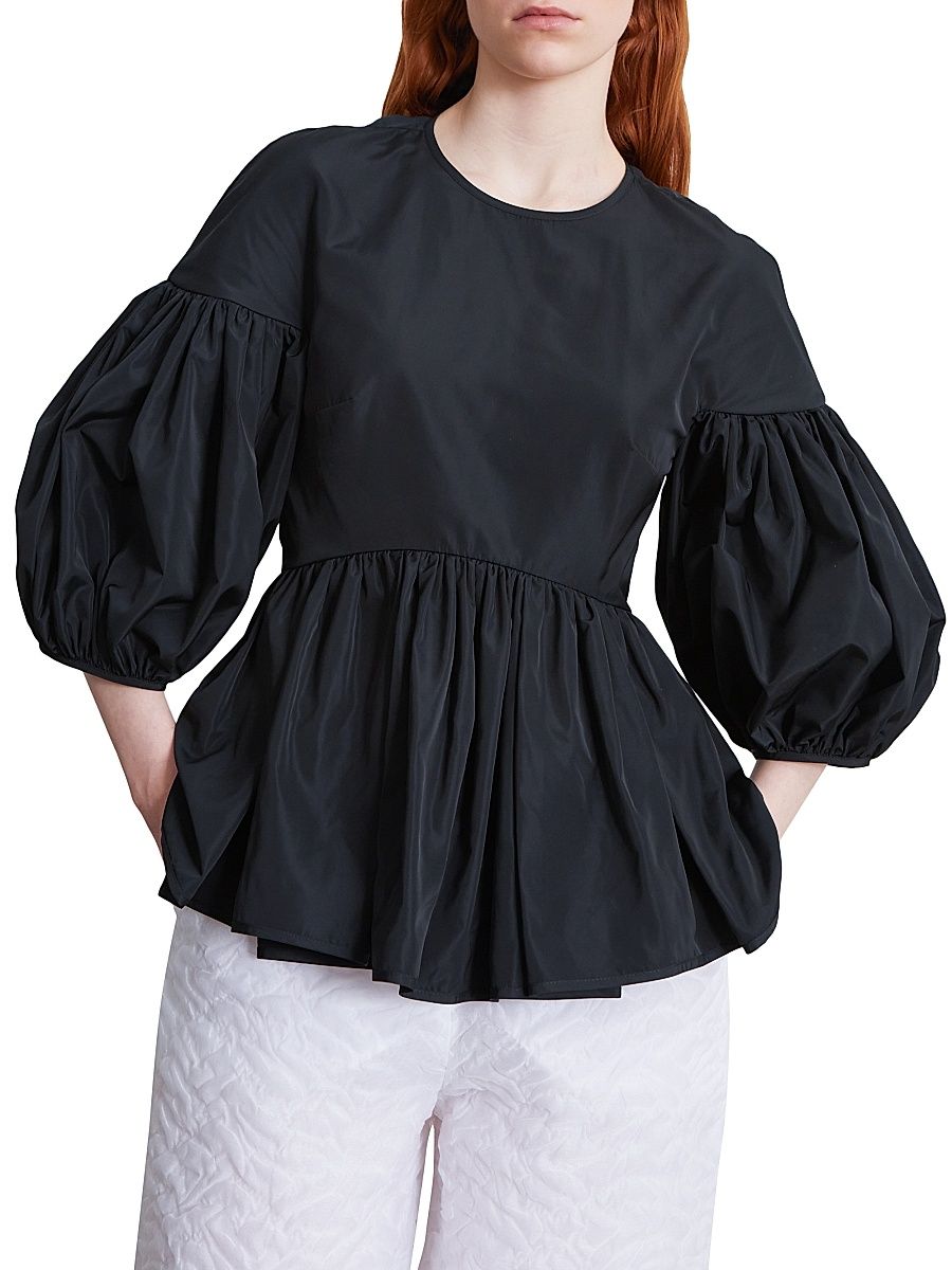Women's Open Back Puff-Sleeve Top - Black - Size 8