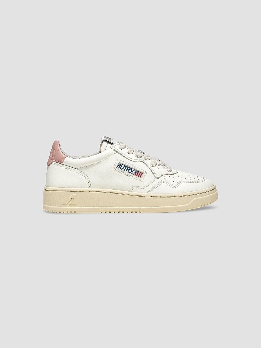 Women's Medalist Low-Top Leather Sneakers - White Pink - Size 10