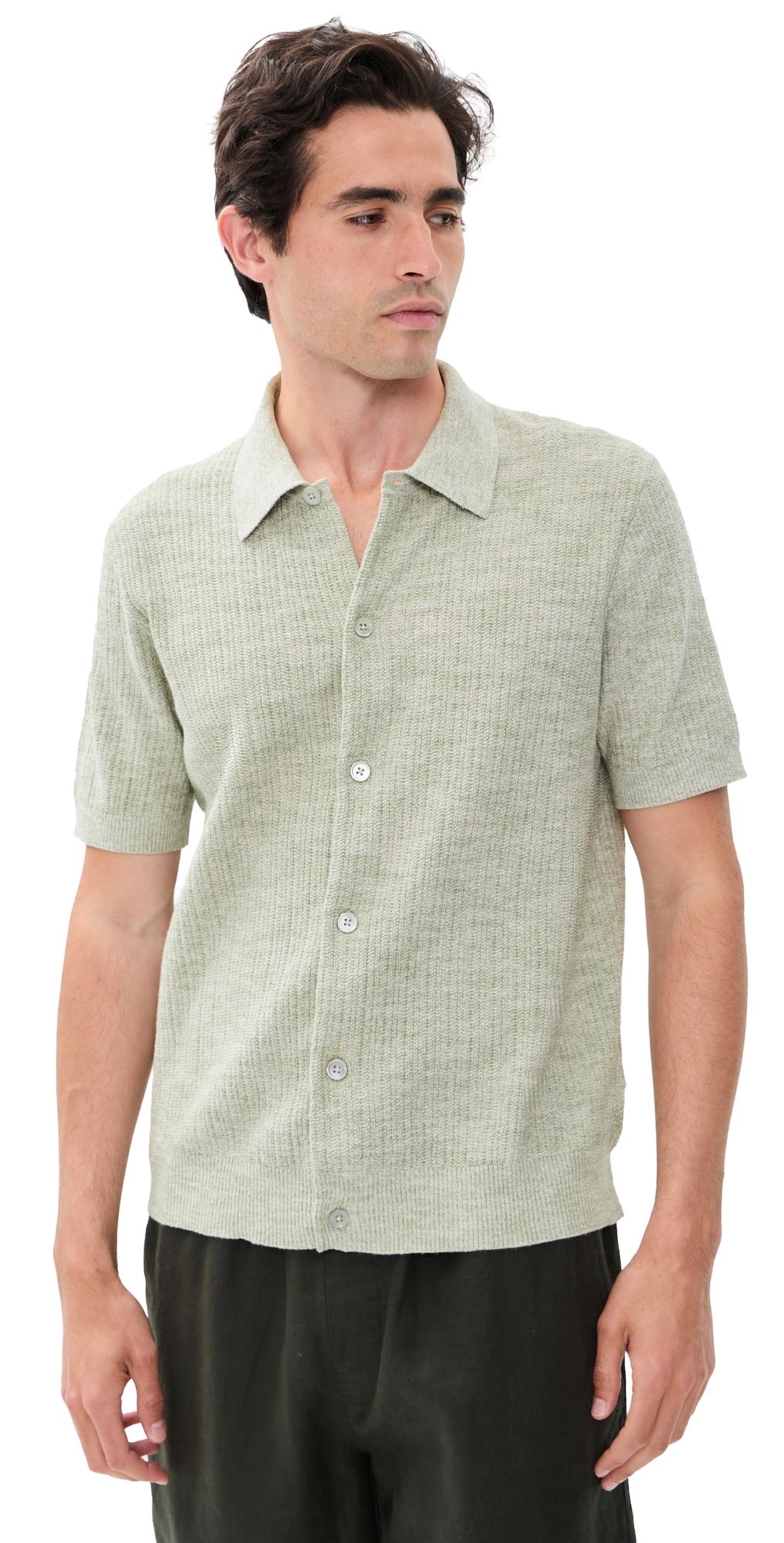 NN07 Nolan Button Down Polo Sweater Sage Moulin S