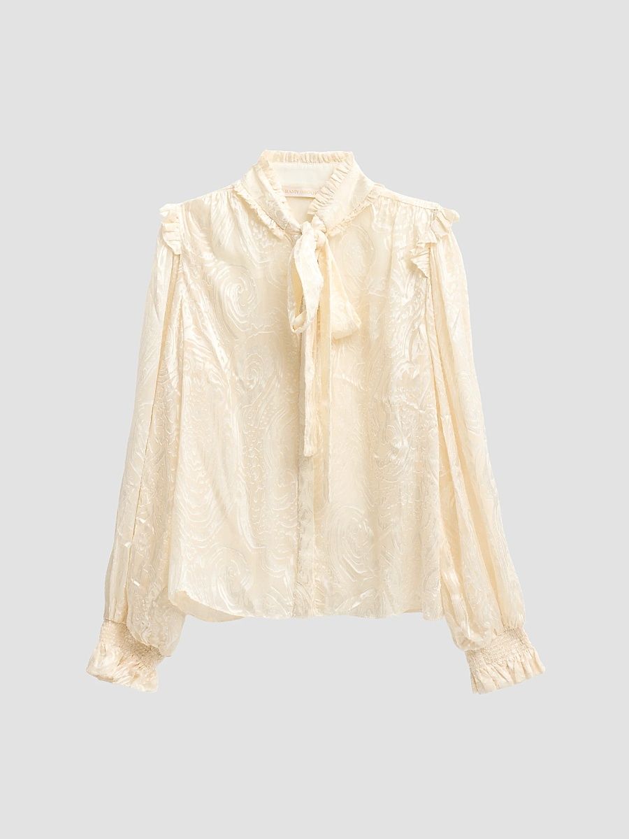 Ramy Brook Women's Lana Feather Trim Wool-Blend Top - Ivory - Size XL