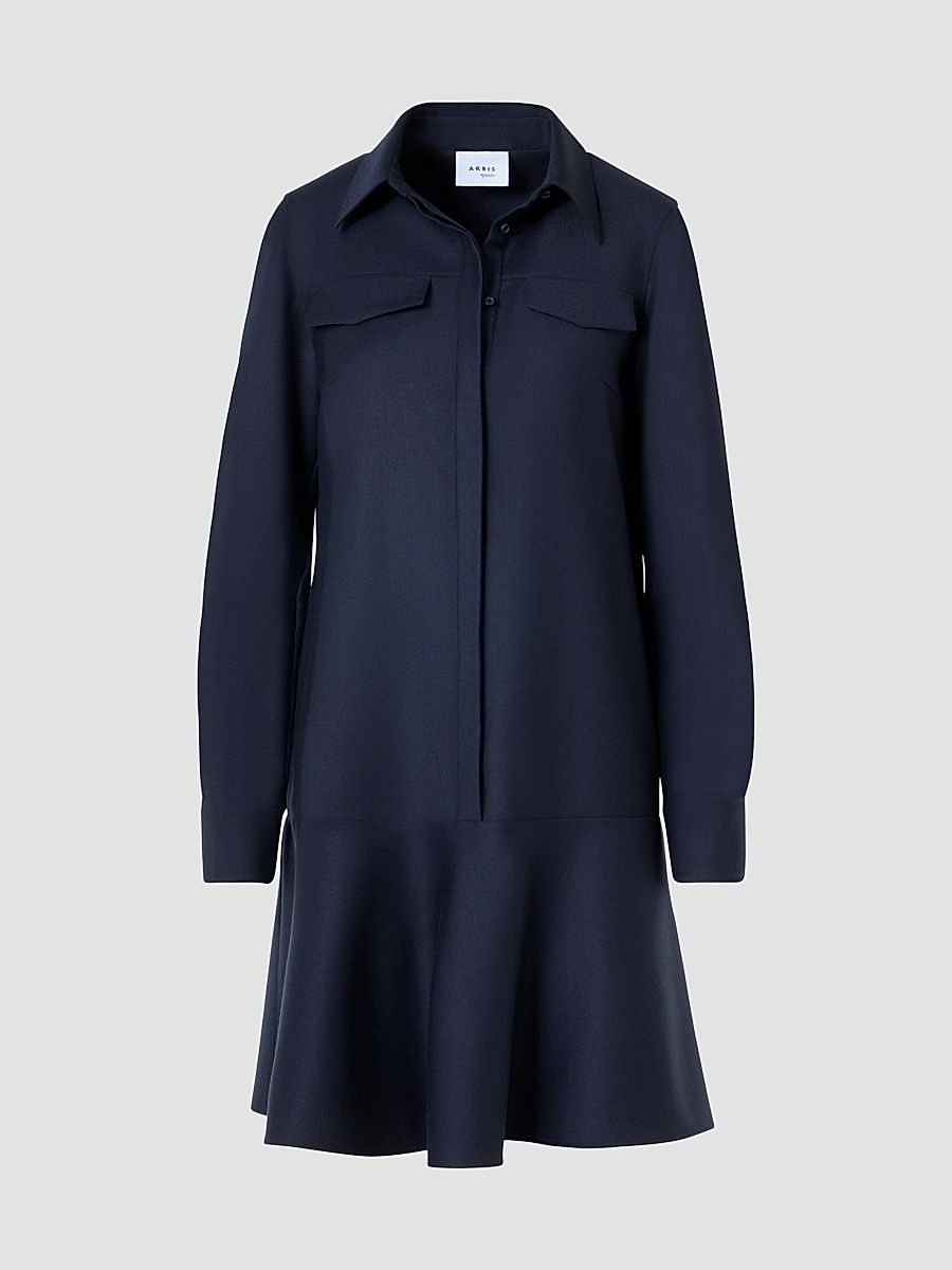 Women's Wool Flannel Mini Shirtdress - Navy - Size 16