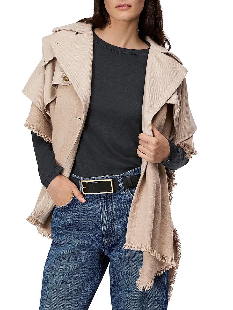 Women's Trench Wool Poncho - Biscuit