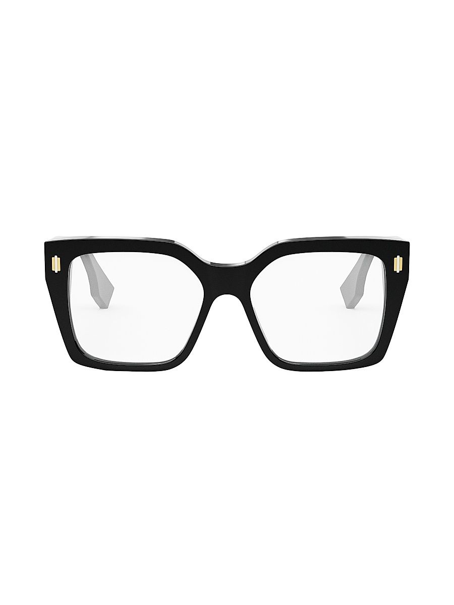 Women's Fendi Roma 53MM Square Eyeglasses - Shiny Black