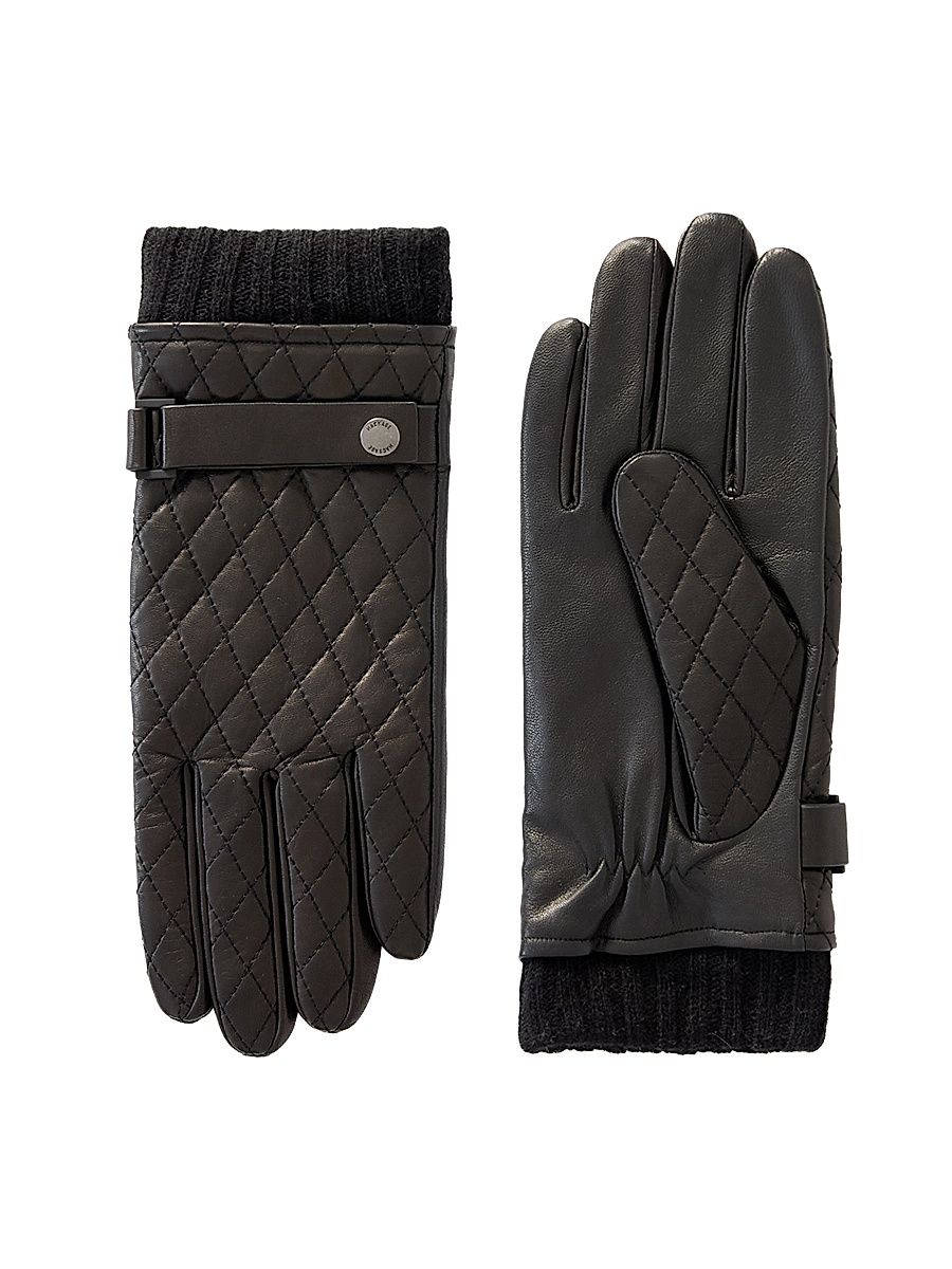 Men's Reeve Quilted Leather Gloves - Black - Size Large