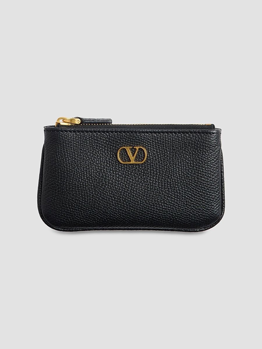 Women's Grainy Calfskin Key Ring - Black