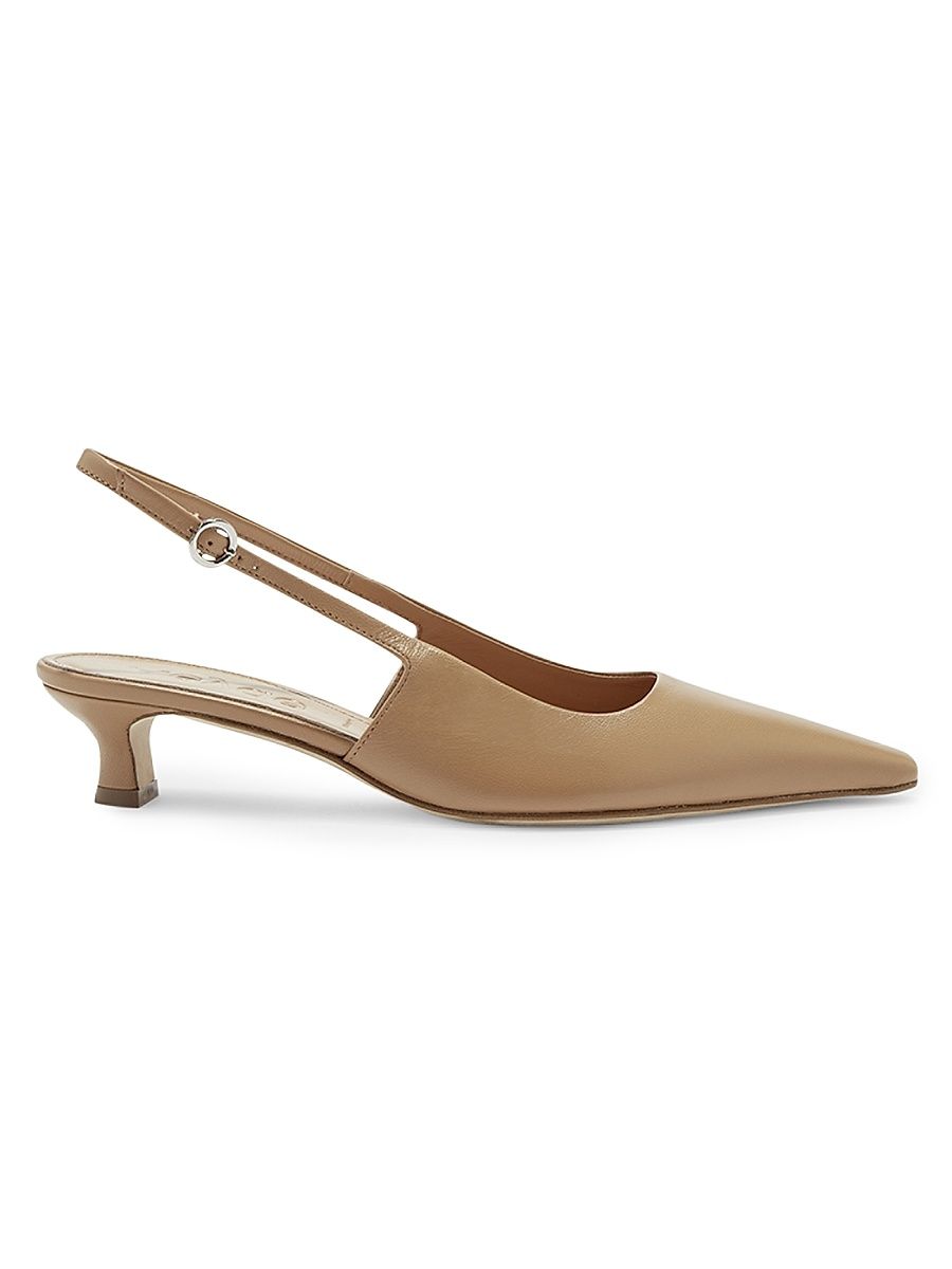 Women's Catrina Leather 35MM Kitten-Heel Slingback Pumps - Beige - Size 10