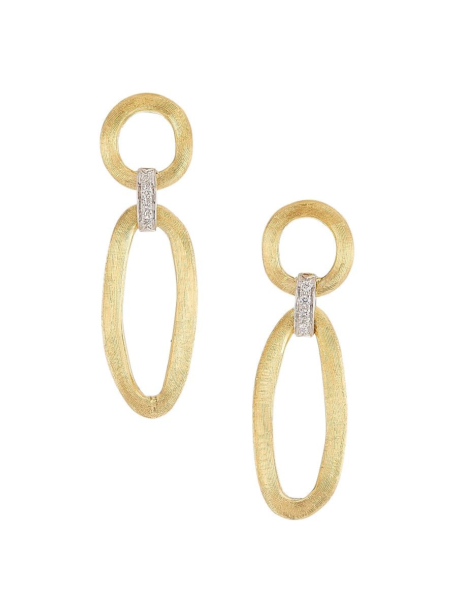 Women's Jaipur Two-Tone 18K Gold & Diamond Mixed-Link Earrings - Yellow Gold