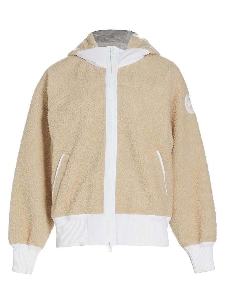 Canada Goose Women's Simcoe Fleece High-Neck Hooded Jacket - Mist Grey - Size Large