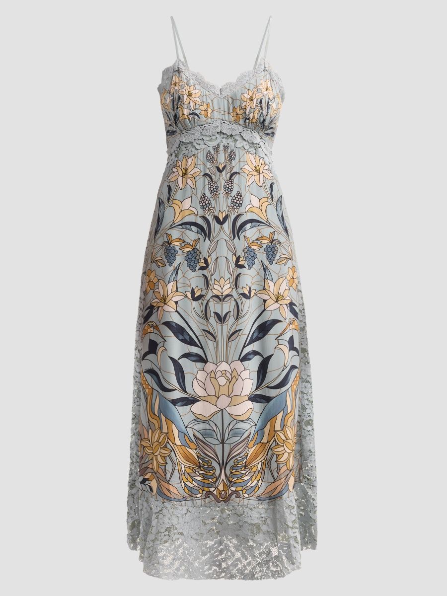 Farm Rio Women's Stained Glass Midi Slipdress - Blue - Size XXS