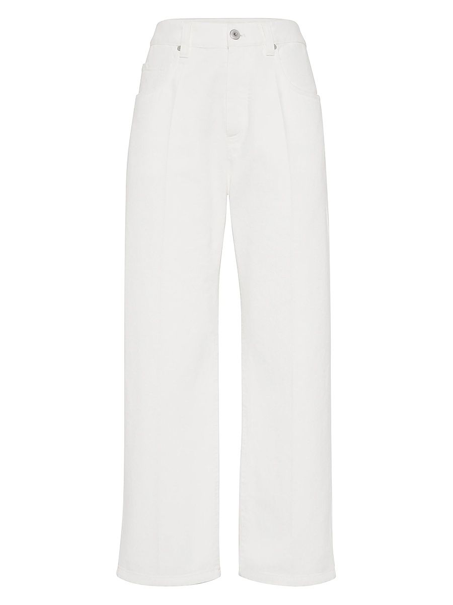 Women's Dyed Denim Contemporary Square Trousers - Ivory - Size 16