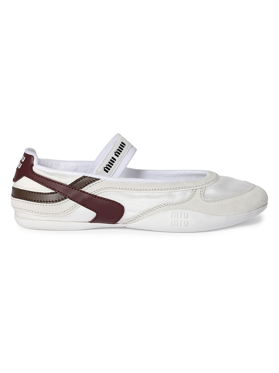 Women's Gymnasium Technical Fabric and Suede Ballerinas - White - Size 7.5