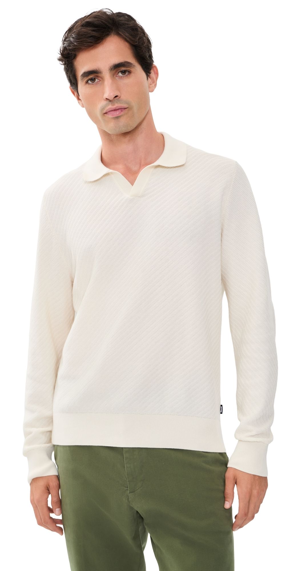 BOSS H-Lomarino Collared Sweater Off White XXL