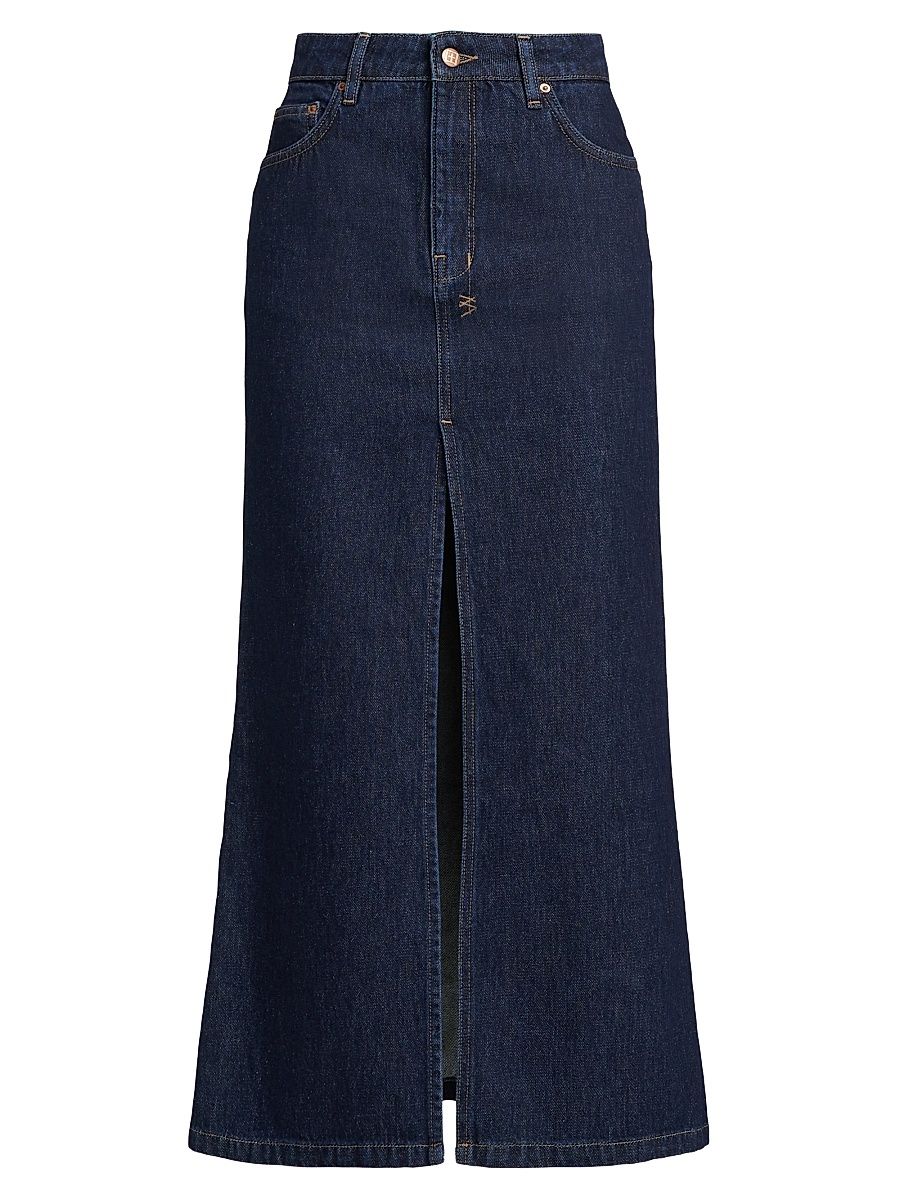 Women's Express To Mars Swerve Stretch Denim Midi-Skirt - Denim - Size 29