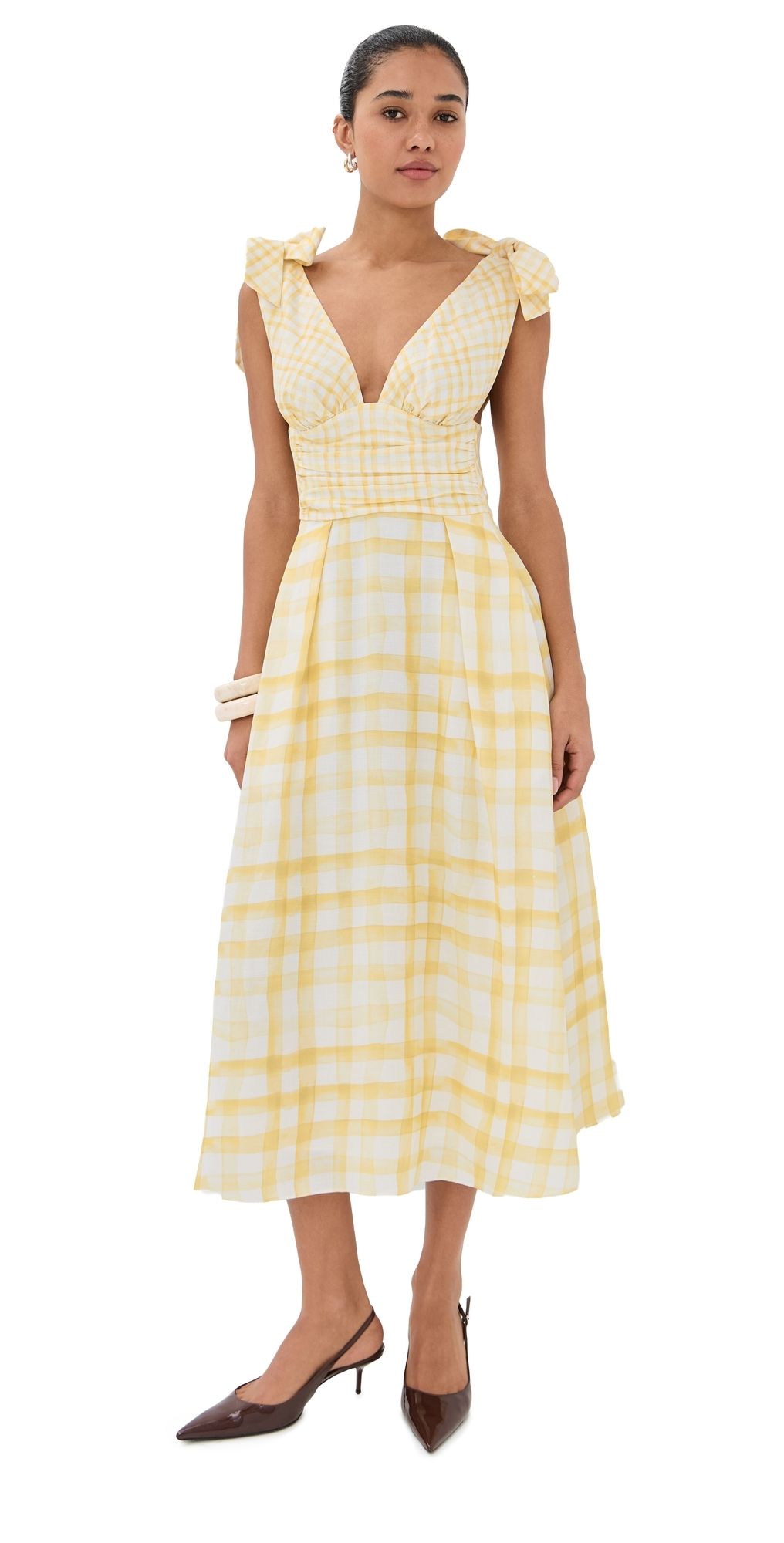 Rosie Assoulin Bow Shoulder Dress Yellow 0