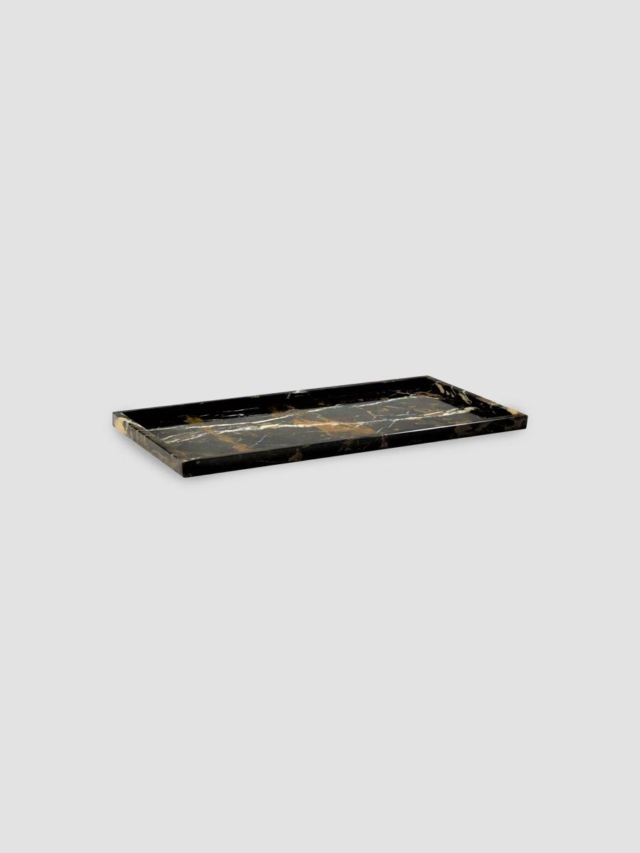 Marble Crafter Myrtus Marble Polished Large Amenity Tray - Black