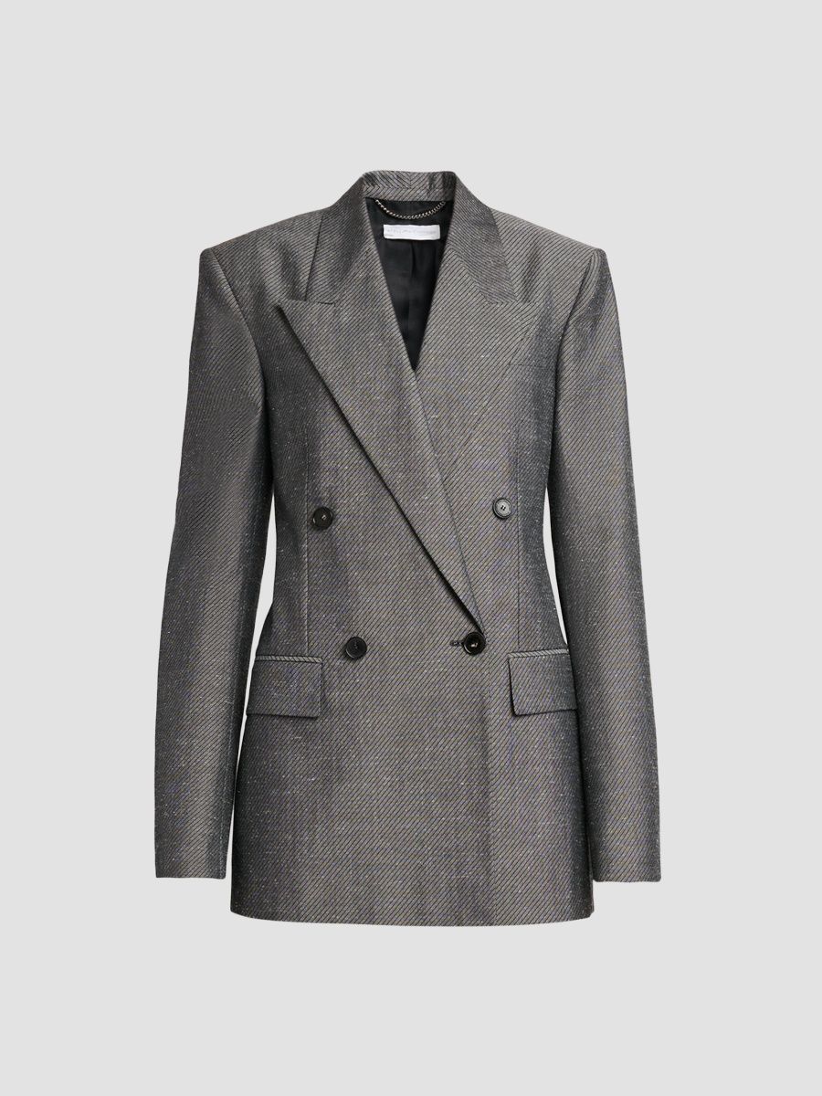 Stella McCartney Women's Double-Breasted Twill Blazer - Grey - Size 10