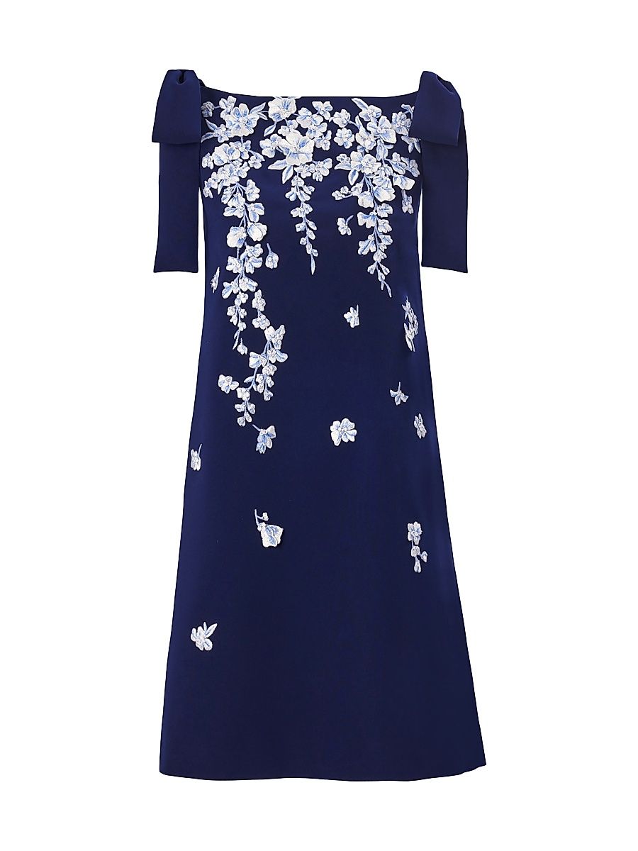 Women's Cabana Floral Embroidered Bow Shift Dress - Midnight Multi - Size 6