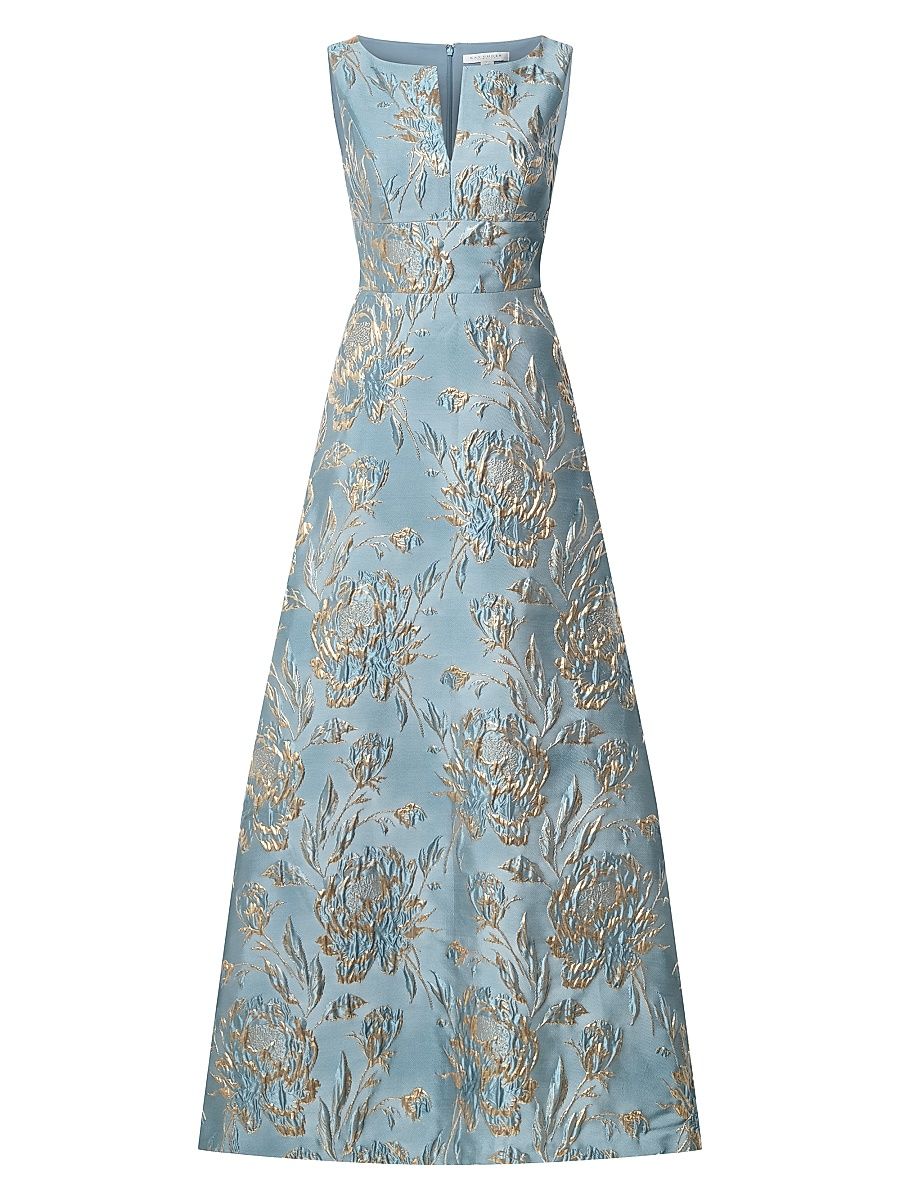 Women's Guilietta Metallic Rose Jacquard Gown - Ice Blue - Size 8