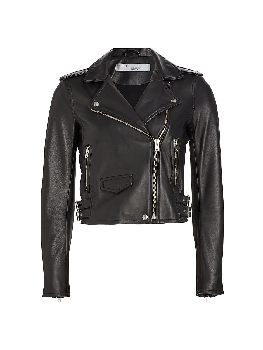 Women's Ashville Leather Moto Jacket - Black - Size 0