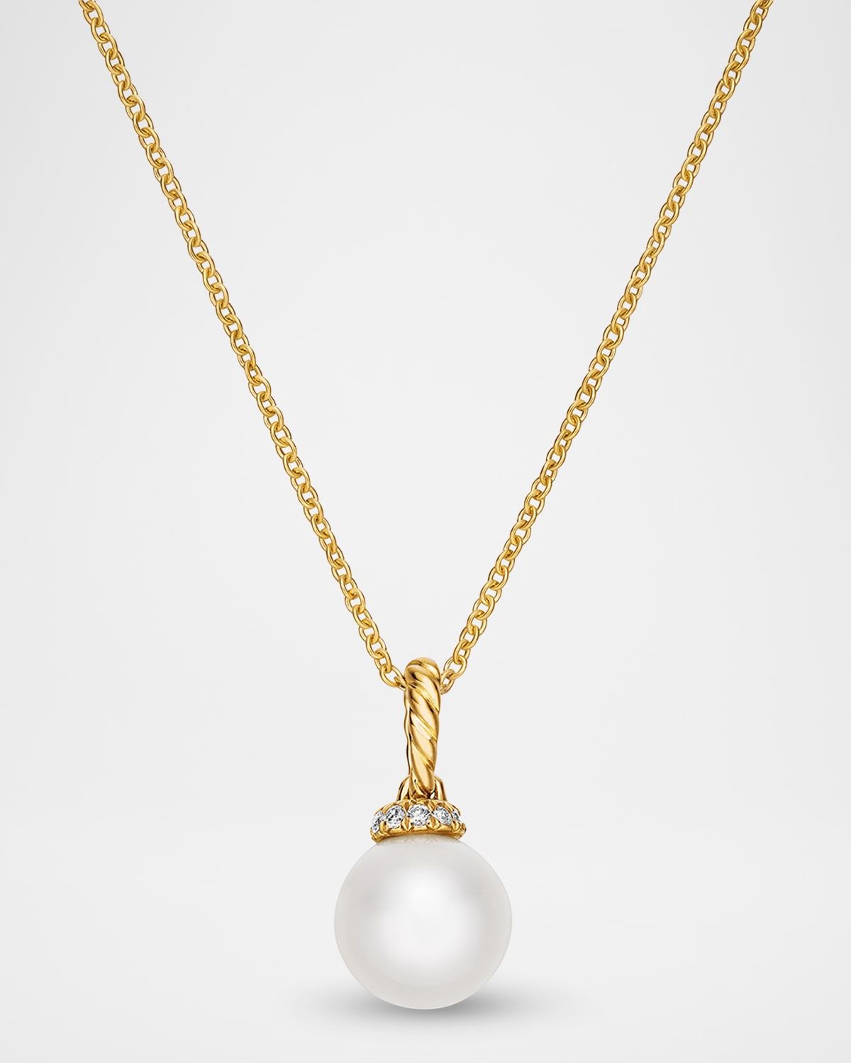 Solari Pendant Necklace with Pearl and Diamonds in 18K Gold, 16mm