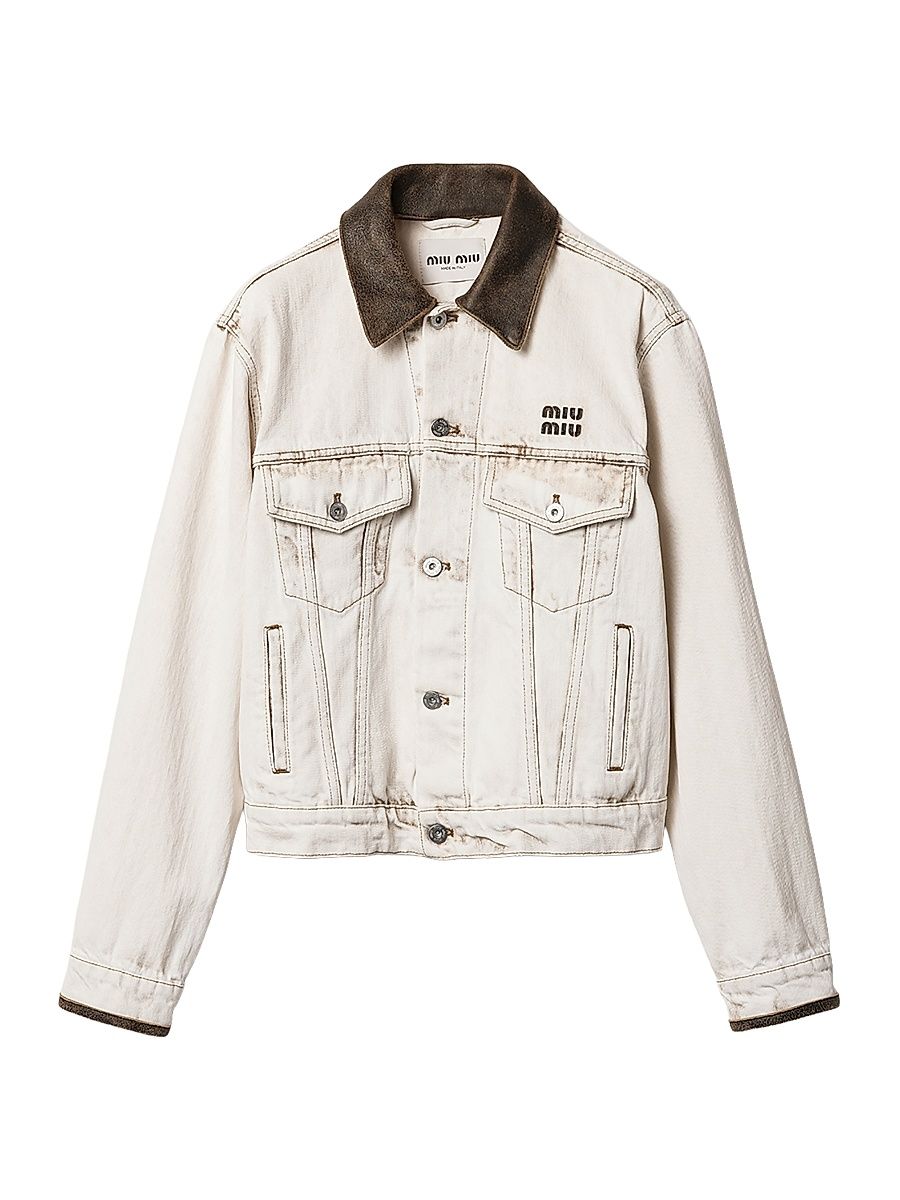 Women's Denim Blouson Jacket - White - Size 8