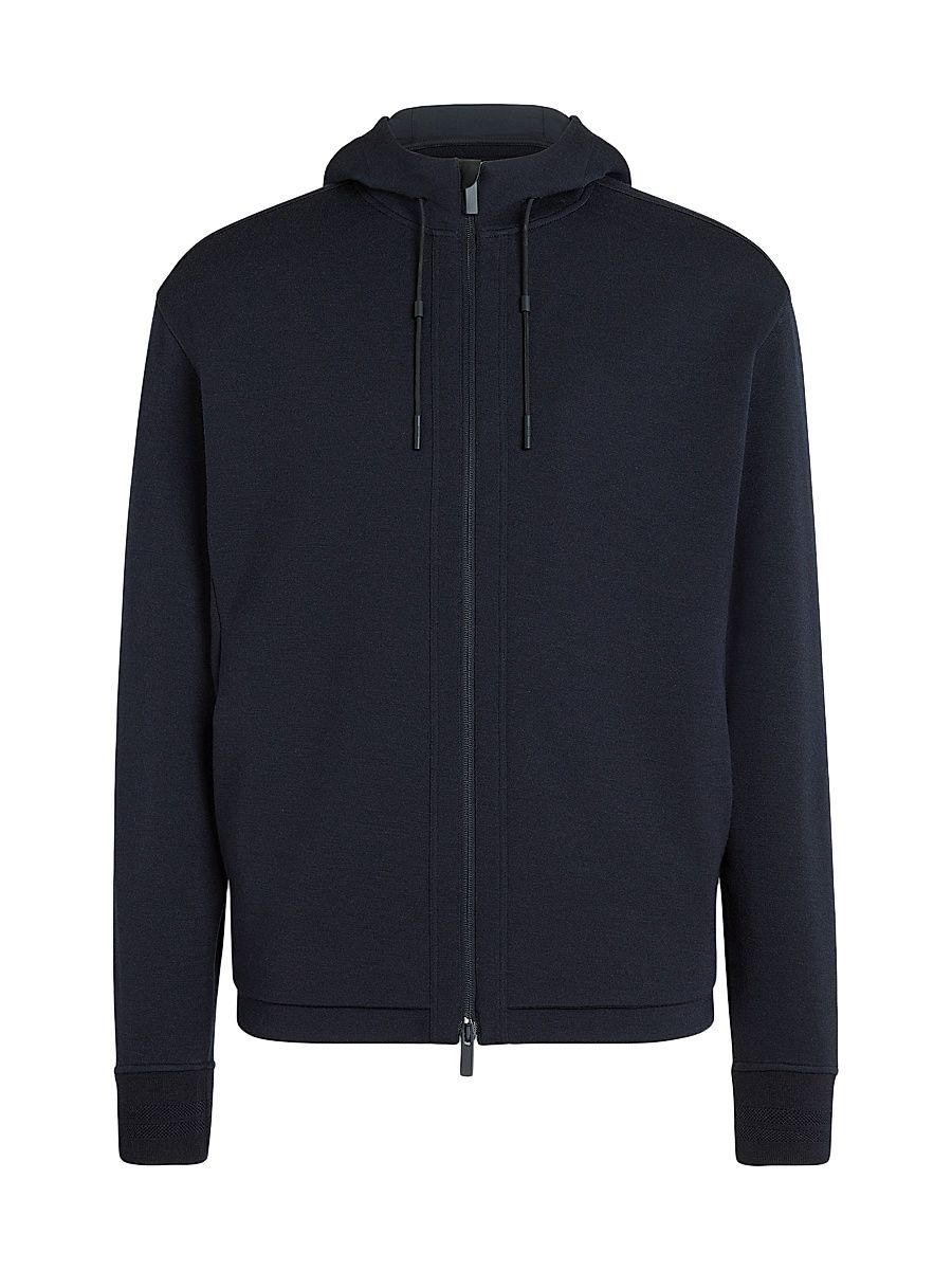 Men's High Performance Wool Blend Hoodie - Navy Blue - Size Medium