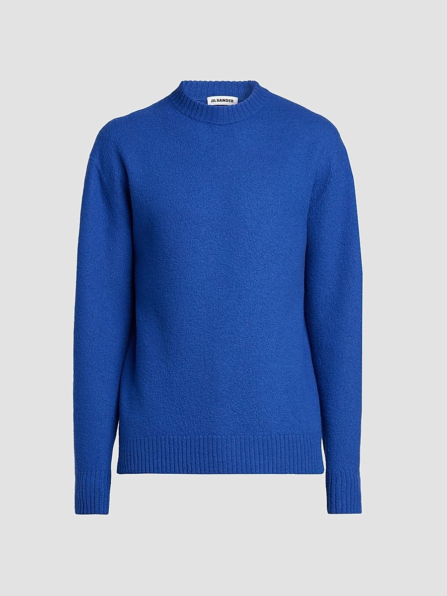 Men's Bouclé Wool-Cashmere Crewneck Sweater - Ink - Size 40