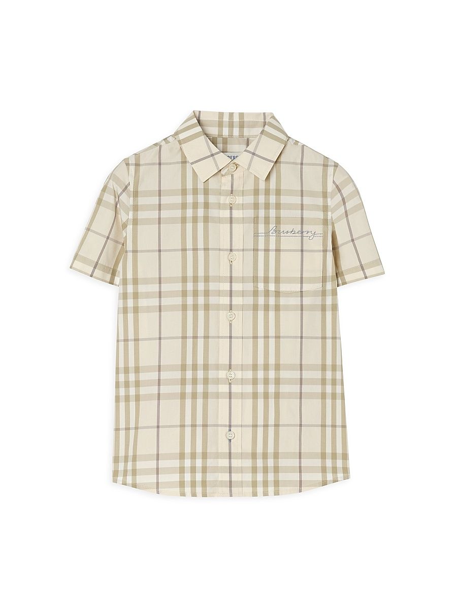 Baby Boy's, Little Boy's & Boy's Check Short-Sleeve Shirt - Sesame Beige - Size 12 Months