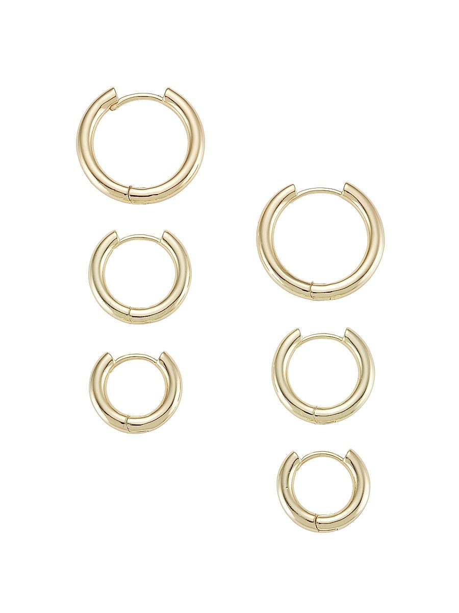 Women's 18K Gold-plated 3-Piece Triples Hoop Set - Gold