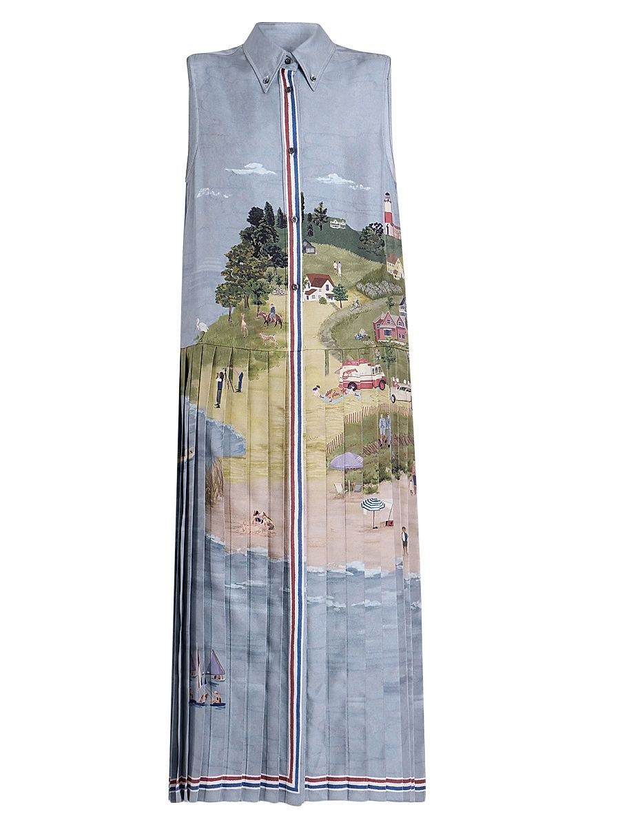 Women's Scenic Coastline Silk Shirtdress - Size 10