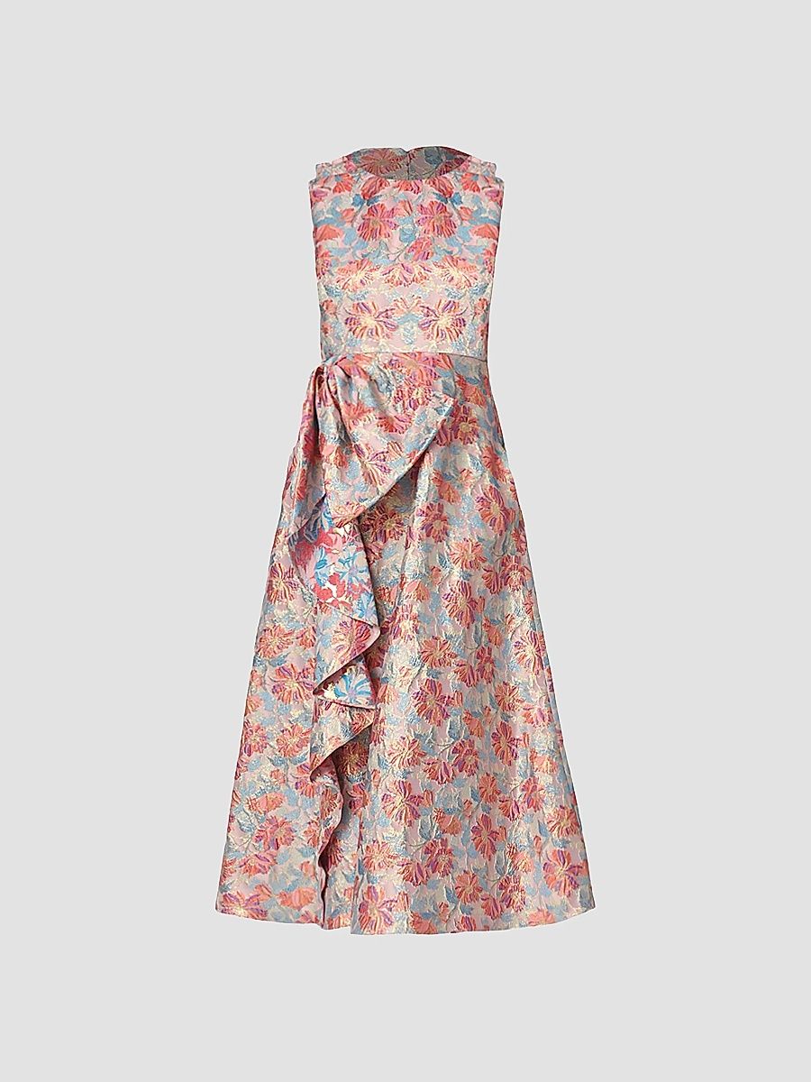 Shoshanna Women's Lena Jacquard Tea-Length Dress - Coral Multi - Size 12