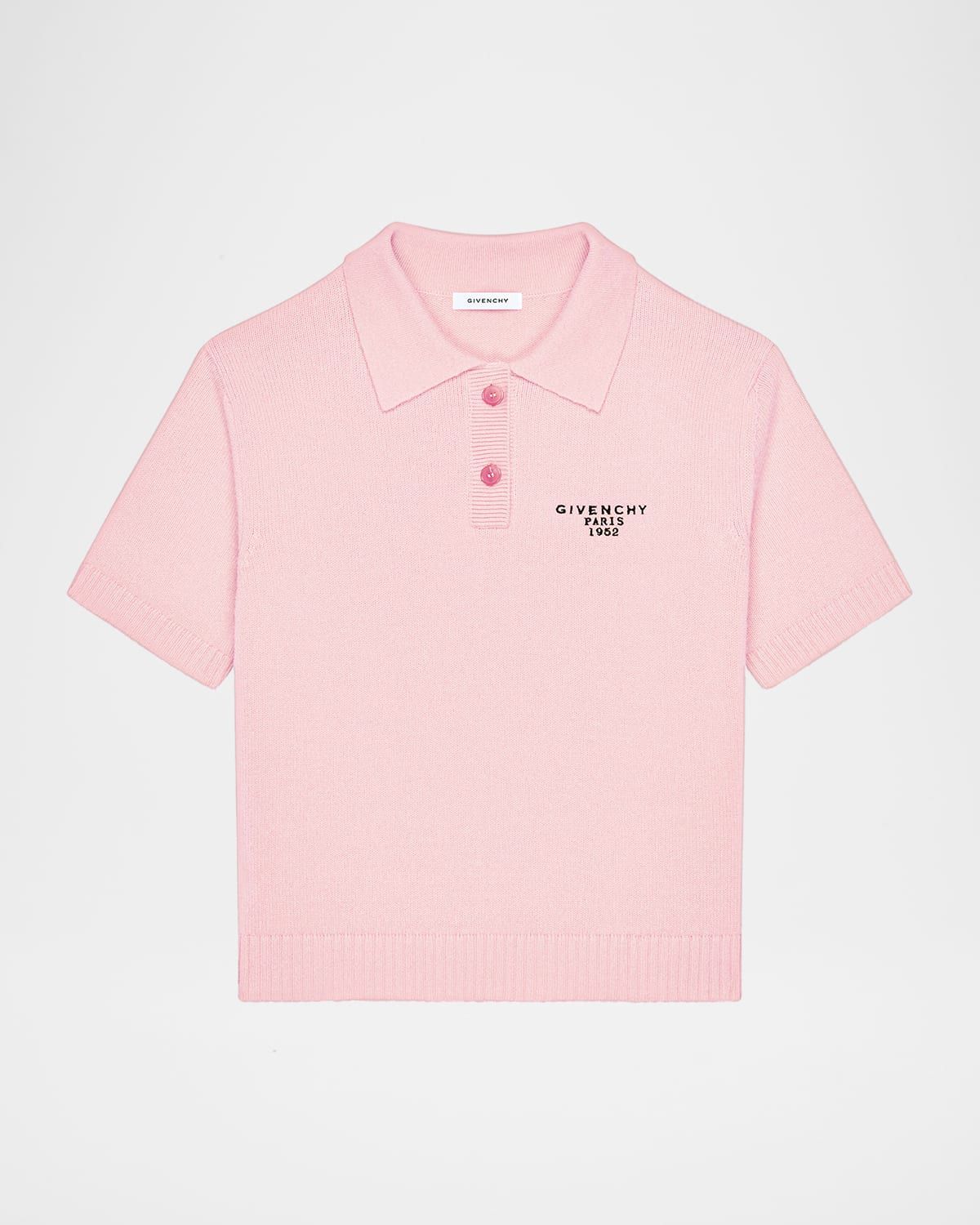 Embroidered Short-Sleeve Wool-Cashmere Polo