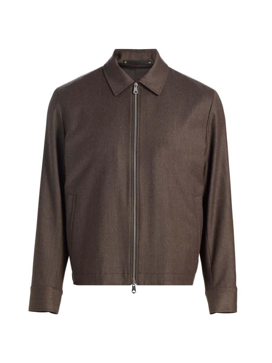 Paul Smith Men's Wool-Cashmere Zip-Front Jacket - Smoke - Size XL