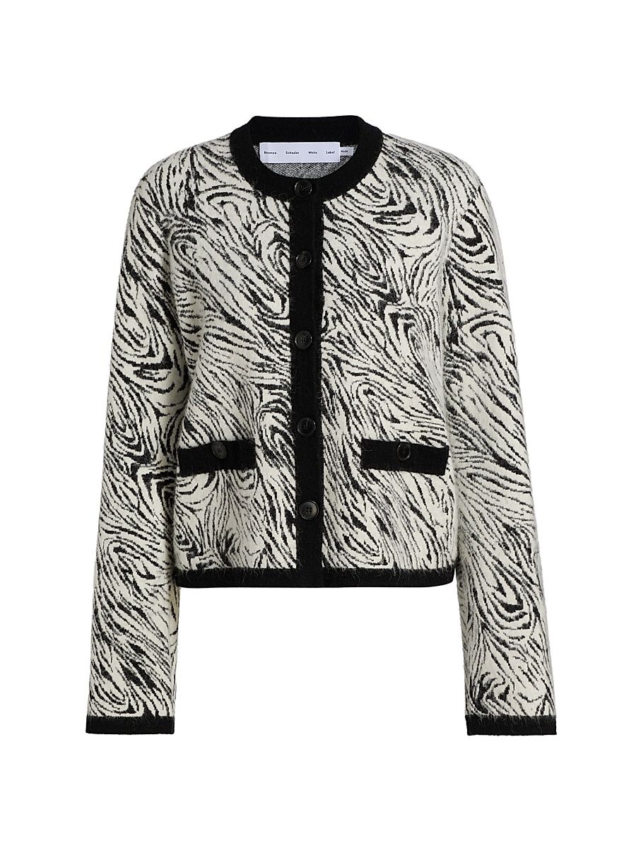 Women's Amina Jacquard Jacket - Black White Zebra - Size Small
