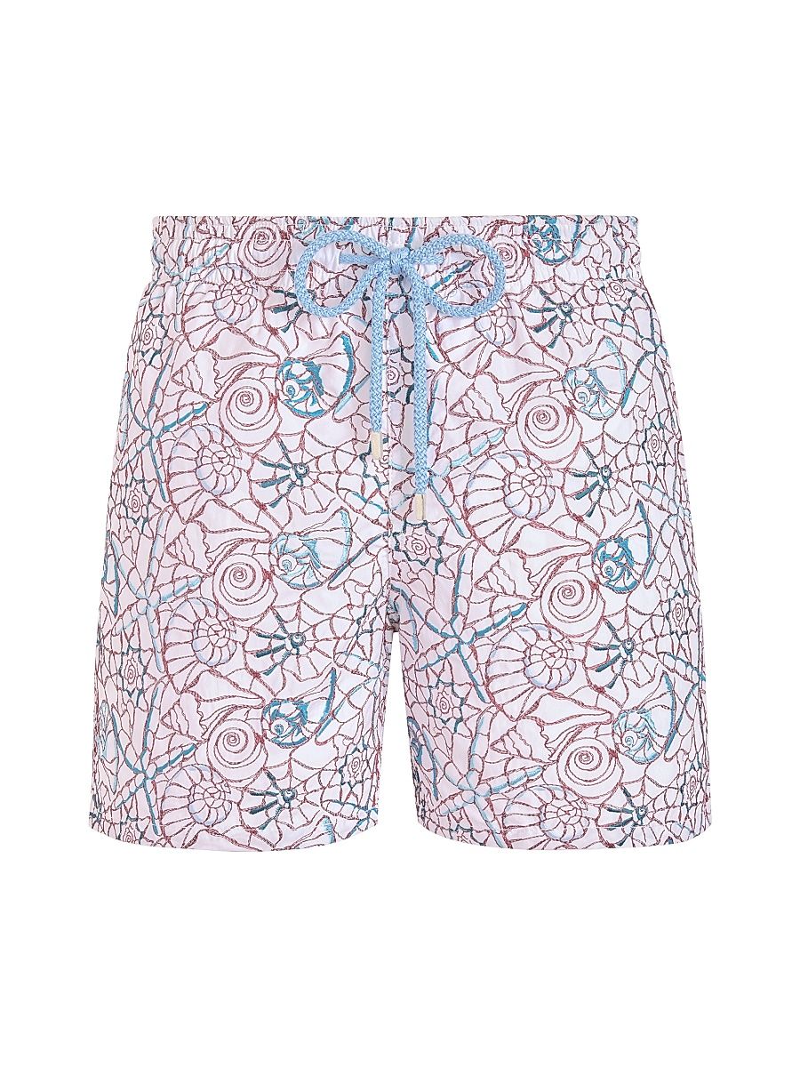 Men's Noumea Sea Embroidered Swim Trunks - Blanc - Size Large