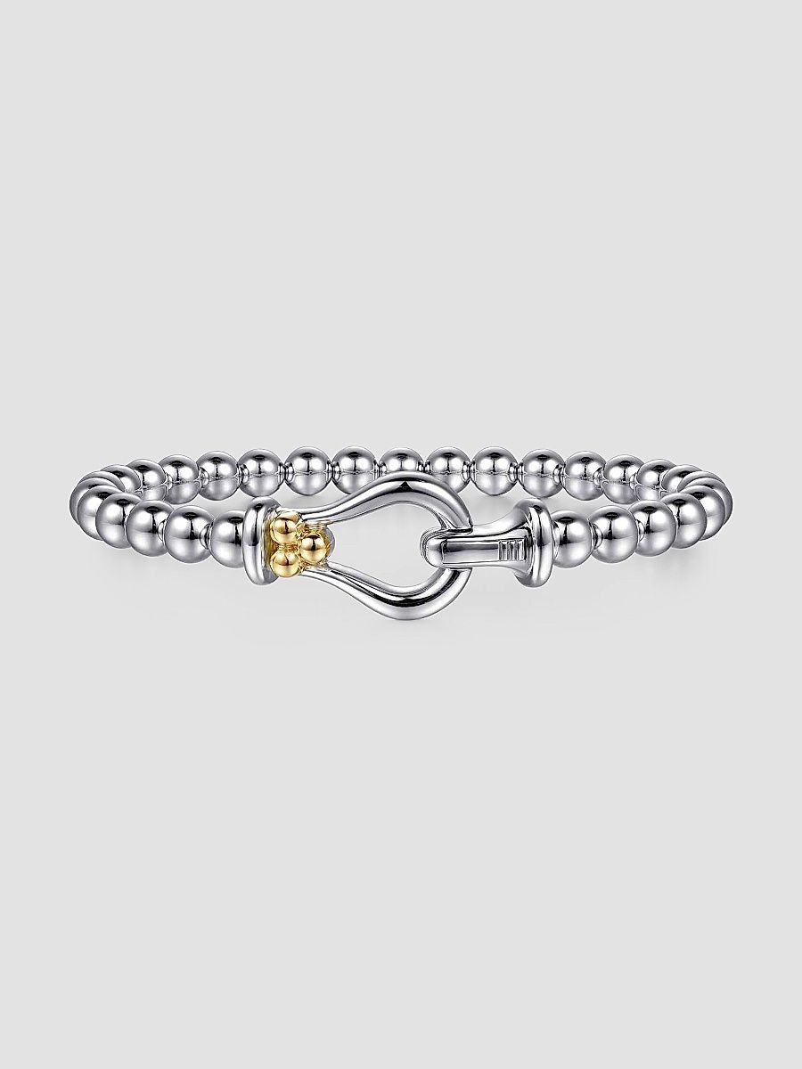 Gabriel & Co Women's Bujukan Sterling Silver & 14K Yellow Gold Horseshoe Bangle - Sterling Silver
