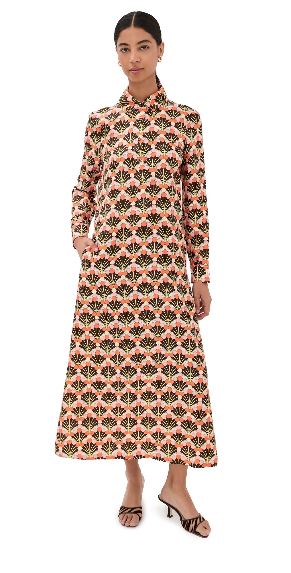 La DoubleJ Chemise Silk Swing Dress Florette Fan XL