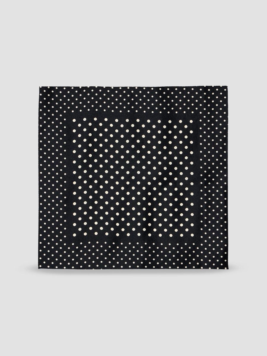 Nili Lotan Women's Small Dot Silk Twill Square Scarf - Black Cream
