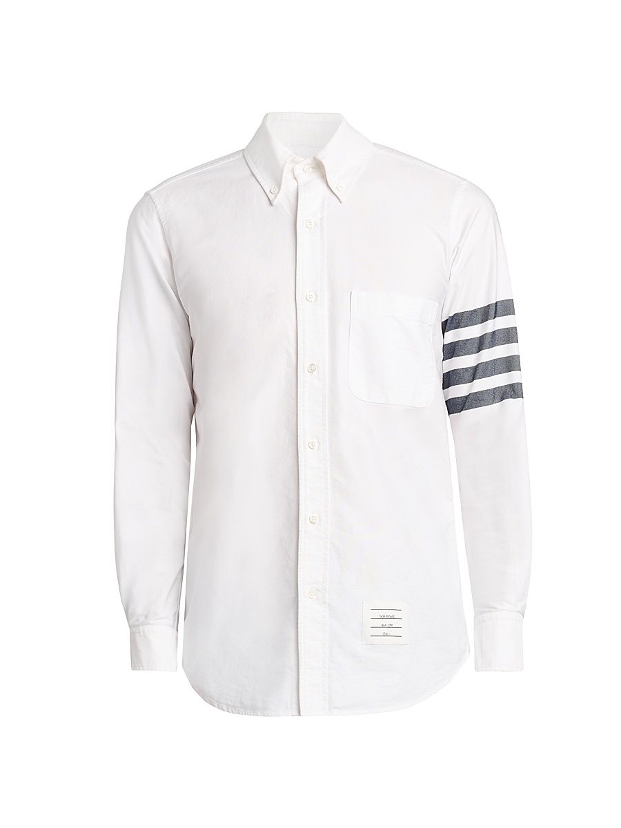Men's Engineered 4-Bar Straight-Fit Oxford Shirt - White Navy - Size XXL