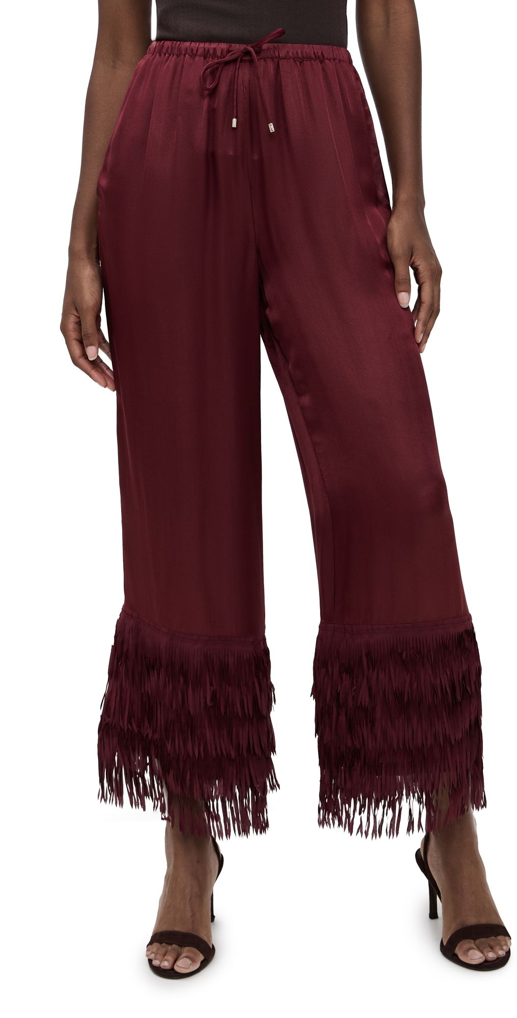 ROAME Petalo Fringed Pants Sangria L
