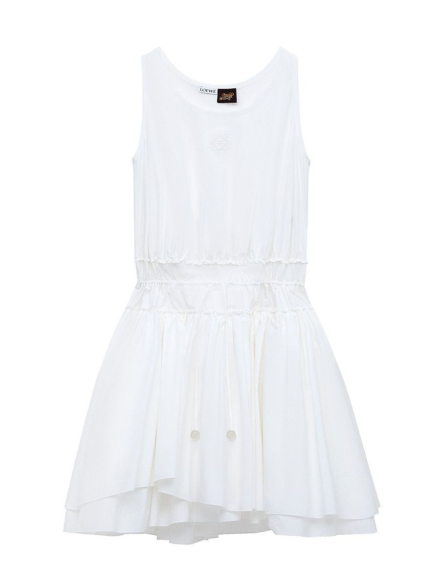 Women's LOEWE x Paula's Ibiza Cotton Fit & Flare Minidress - White - Size 4