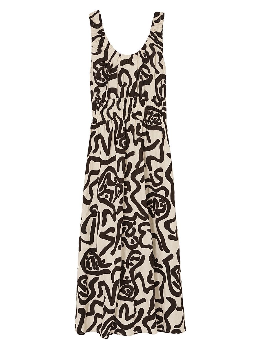 Women's Akari Printed Midi-Dress - Brown Ivory - Size 12