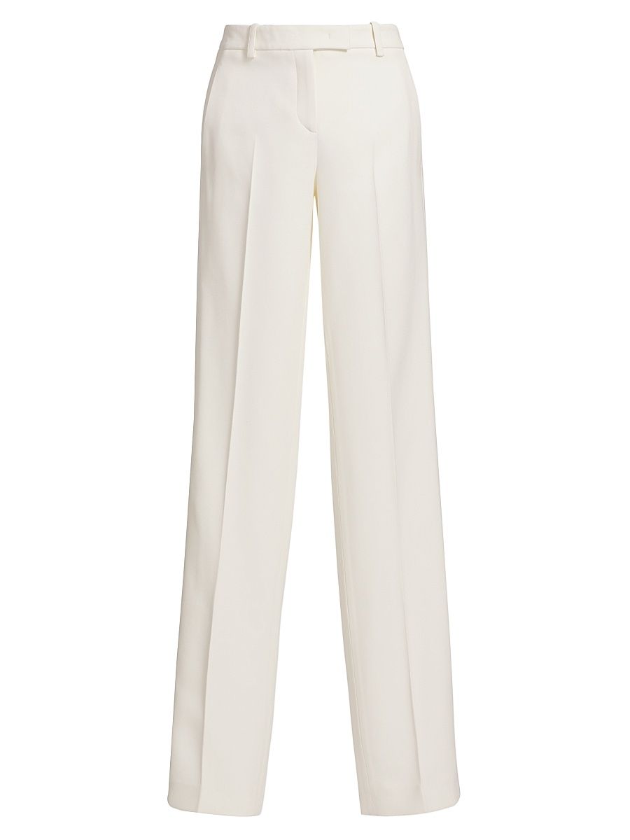Women's Tuxedo Straight Trousers - Ivory - Size 8