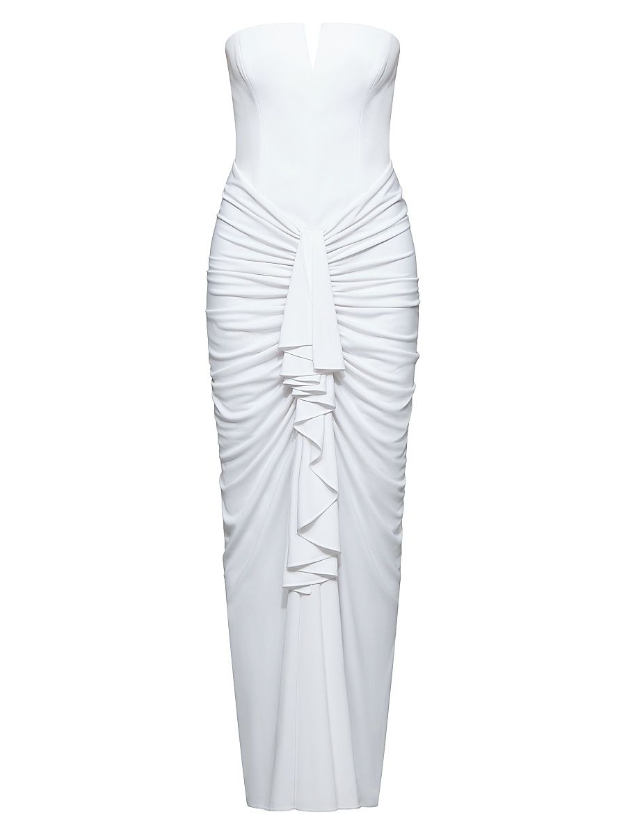 Women's Selena Ruched Strapless Gown - Optic White - Size 0