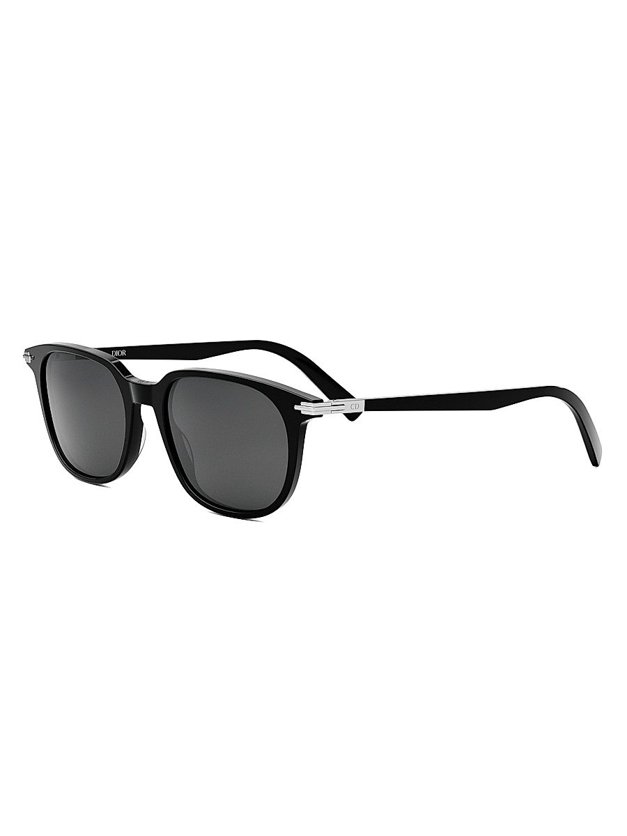 Men's DiorBlackSuit S12I 52MM Oval Sunglasses - Shiny Black Smoke