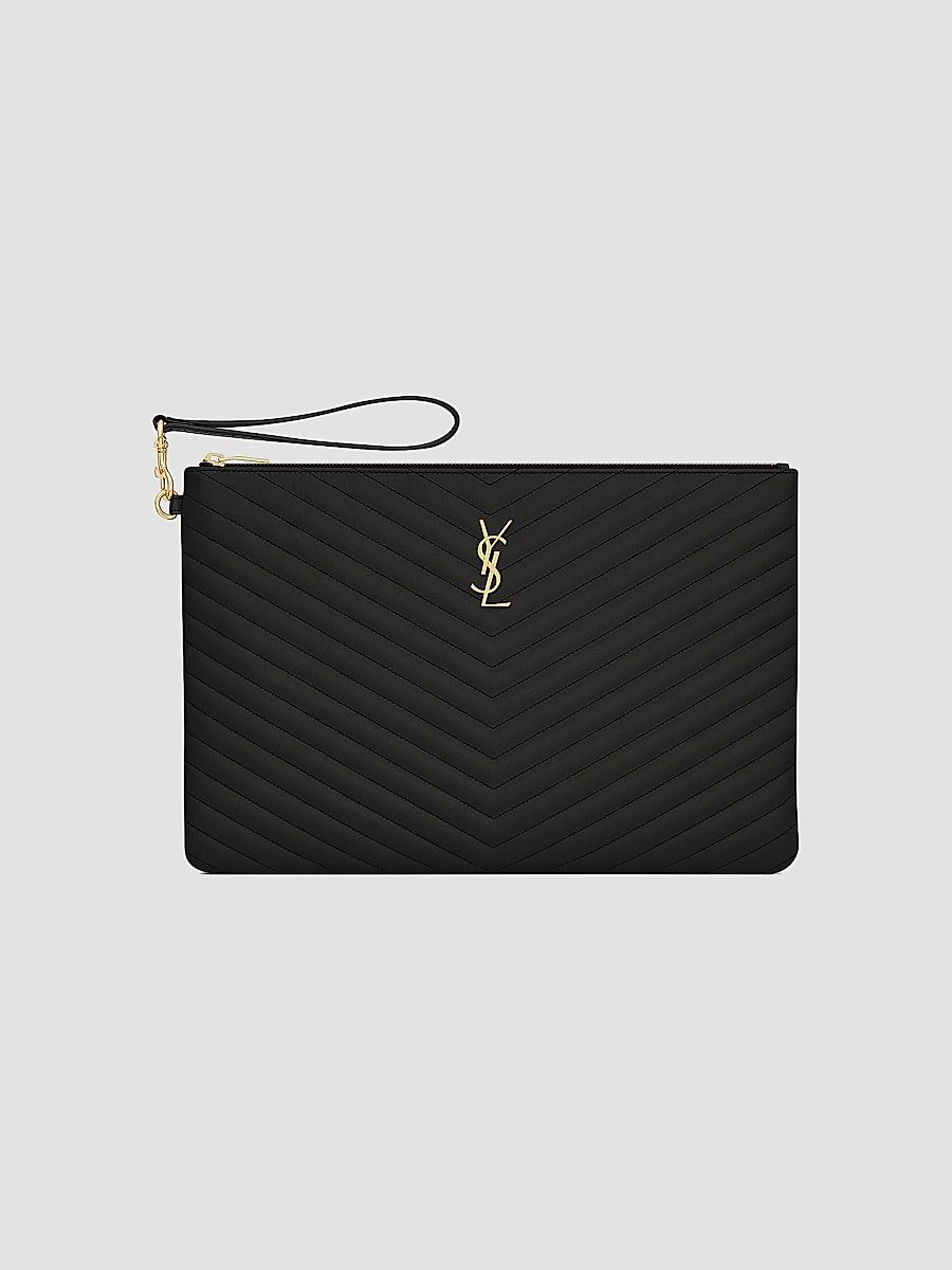 Saint Laurent Women's Cassandre Matelasse Document Holder in Quilted Leather - Nero