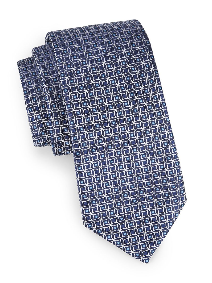 Men's Geometric Silk Tie - Blue