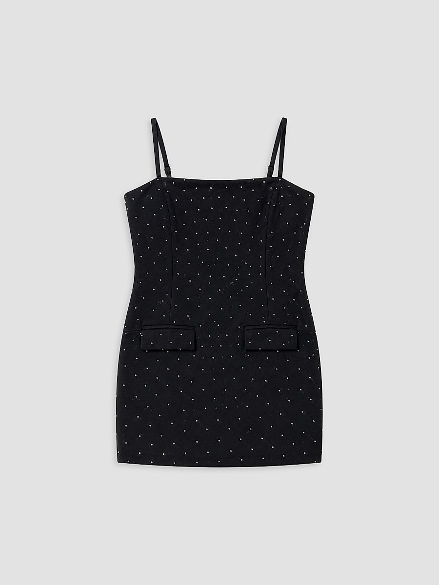 Girl's Vega Polka Dot Mini Dress - Black - Size 7